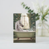 Carte Postale Drôle Cheval dans une baignoire (Debout devant)