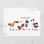 Carte Postale Drôle Cheval & Llama Cartoon (Devant / Derrière)