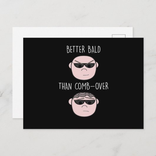 Carte Postale Drôle Cheveux Baldy Bald Guy Tête de peau Hommes H (Devant / Derrière)