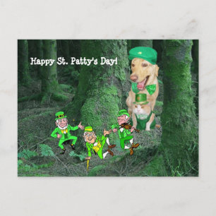 Carte Postale Drôle Chien & Chat St. Patrick's Day