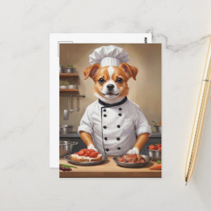 Carte Postale Drôle Chien Chef Cuisine Nourriture Cute Animal