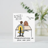 Carte Postale Drôle chien illustration félicitations nouvel empl (Debout devant)
