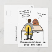 Carte Postale Drôle chien illustration félicitations nouvel empl (Devant / Derrière)