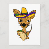 Carte Postale Drôle Chihuahua mangeant Taco Cartoon (Devant)
