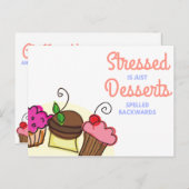 Carte Postale Drôle Citation blanche illustrée Desserts (Devant / Derrière)