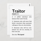 Carte Postale Drôle collègue d'adieu, collègue quittant son empl (Devant / Derrière)