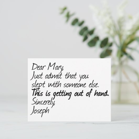 Carte Postale Drôle conception athée (Debout devant)