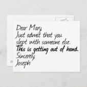 Carte Postale Drôle conception athée (Devant / Derrière)