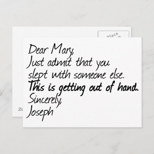 Carte Postale Drôle conception athée (Devant / Derrière)