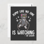 Carte Postale Drôle corde de chat saut Sport Kitty Lover (Devant / Derrière)