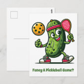 Carte Postale Drôle cornichon jouant au pickleball (Devant / Derrière)