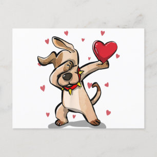 Carte Postale Drôle Dabbing Chien Coeur Saint Valentin Garçons c