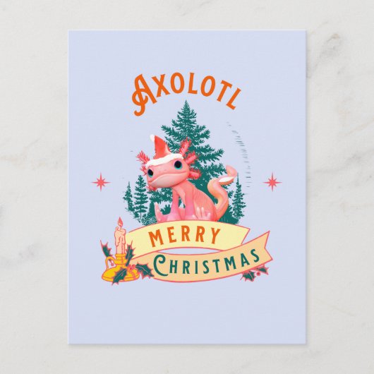 Carte Postale Drôle d'Axolotl Joyeux Noël (Devant)