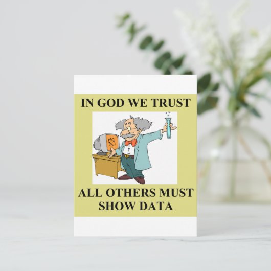 Carte Postale drôle de blague scientifique (Debout devant)