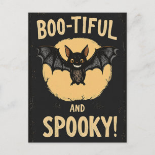 Carte Postale Drôle de Boo-tiful et Chauve-souris effrayante Hal