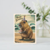 Carte Postale Drôle de capybara mignon Joyeux Anniversaire (Debout devant)