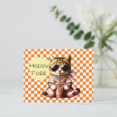 Carte Postale Drôle de chat cool Latte Bon Automne (Debout devant)