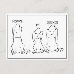 Carte postale drôle de chiens de dessin animé "Com