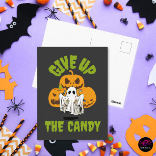 Carte Postale Drôle de Fantôme Abandonne les Bonbons Halloween