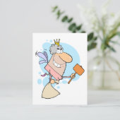 Carte Postale drôle de fée des dents de dessin animé avec mallot (Debout devant)