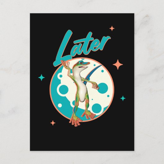 Carte Postale Drôle de Gecko Plus Tard Humour de Procrastination (Devant)