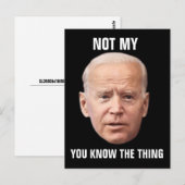 CARTE POSTALE DRÔLE DE JOE BIDEN (Devant / Derrière)