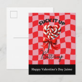 Carte postale drôle de la Saint-Valentin avec suce (Devant / Derrière)