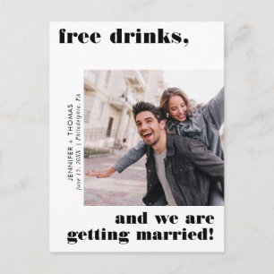 Carte Postale Drôle de la typographie des boissons gratuites Enr