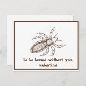 Carte Postale drôle de louse valentine (Devant / Derrière)