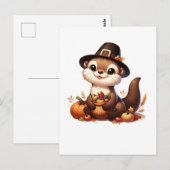 Carte Postale Drôle de loutre reconnaissante amie de Thanksgivin (Devant / Derrière)