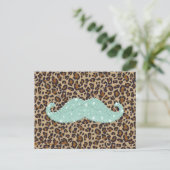 Carte Postale Drôle de moustache verte sarcelle et impression an (Debout devant)