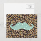 Carte Postale Drôle de moustache verte sarcelle et impression an (Devant / Derrière)