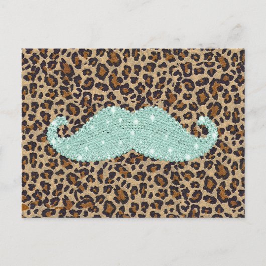 Carte Postale Drôle de moustache verte sarcelle et impression an (Devant)
