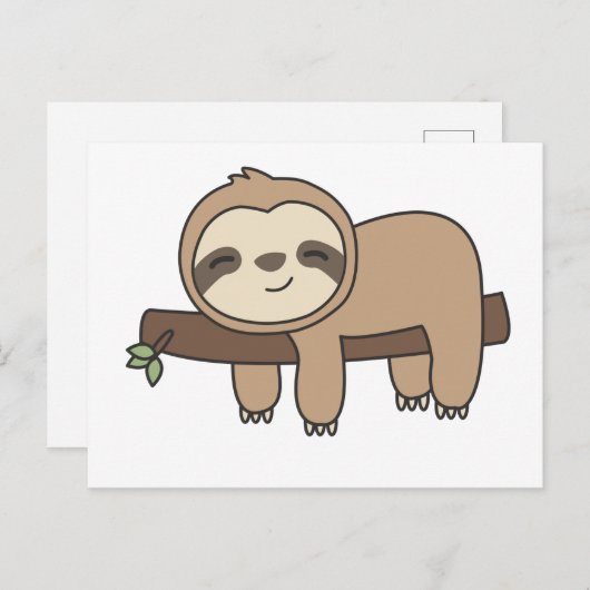 Carte postale drôle de paresseux détendu pour enfa (Devant / Derrière)