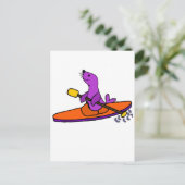 Carte Postale Drôle de phoque violet Kayaking Cartoon (Debout devant)