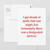 Carte Postale drôle de plaisanterie mathématique (Devant / Derrière)