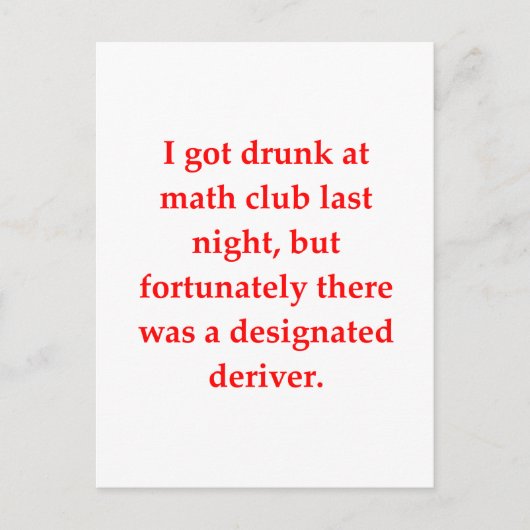 Carte Postale drôle de plaisanterie mathématique (Devant)