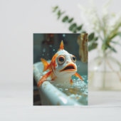 Carte Postale Drôle de poisson dans le bain (Debout devant)