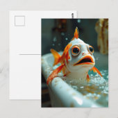 Carte Postale Drôle de poisson dans le bain (Devant / Derrière)