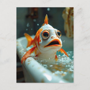 Carte Postale Drôle de poisson dans le bain