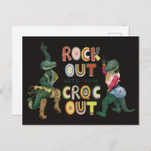 Carte Postale Drôle de Pun de Crocodile Faites du Rock avec votr (Devant / Derrière)