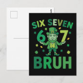 Carte Postale Drôle de St. Patrick 2026 – Six Seven 67 Bruh (Devant / Derrière)