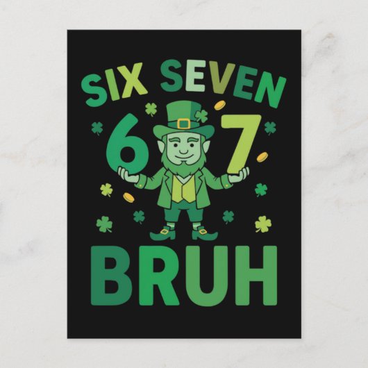 Carte Postale Drôle de St. Patrick 2026 – Six Seven 67 Bruh (Devant)
