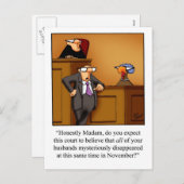 Carte postale Drôle de Thanksgiving pour le procès (Devant / Derrière)