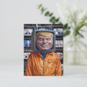 Carte Postale Drôle de Trump coincé dans une TV (Debout devant)
