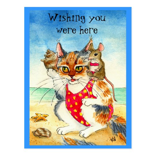 Carte Postale Drole De Vacances De Plage De Chat Zazzle Be