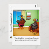 Carte postale drôle de vacances de Thanksgiving (Devant / Derrière)