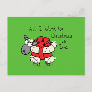 Carte Postale Drôle de vacances Mouton mignon Noël Dessin animé