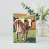 Carte postale drôle de vache style WPA (Debout devant)
