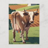Carte postale drôle de vache style WPA (Devant)
